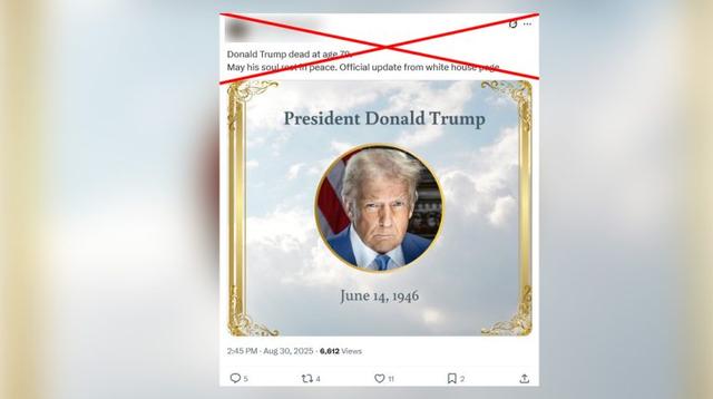 Verified: Post claims Trump has died — White House confirms he is only ill with a vein condition